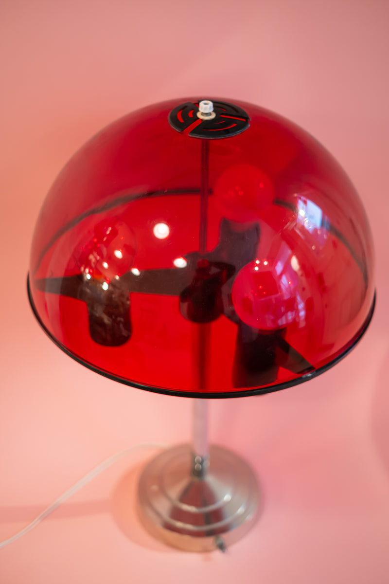 1950s Atomic Age Red Plastic & Brass Small Table Lamp – Mullard