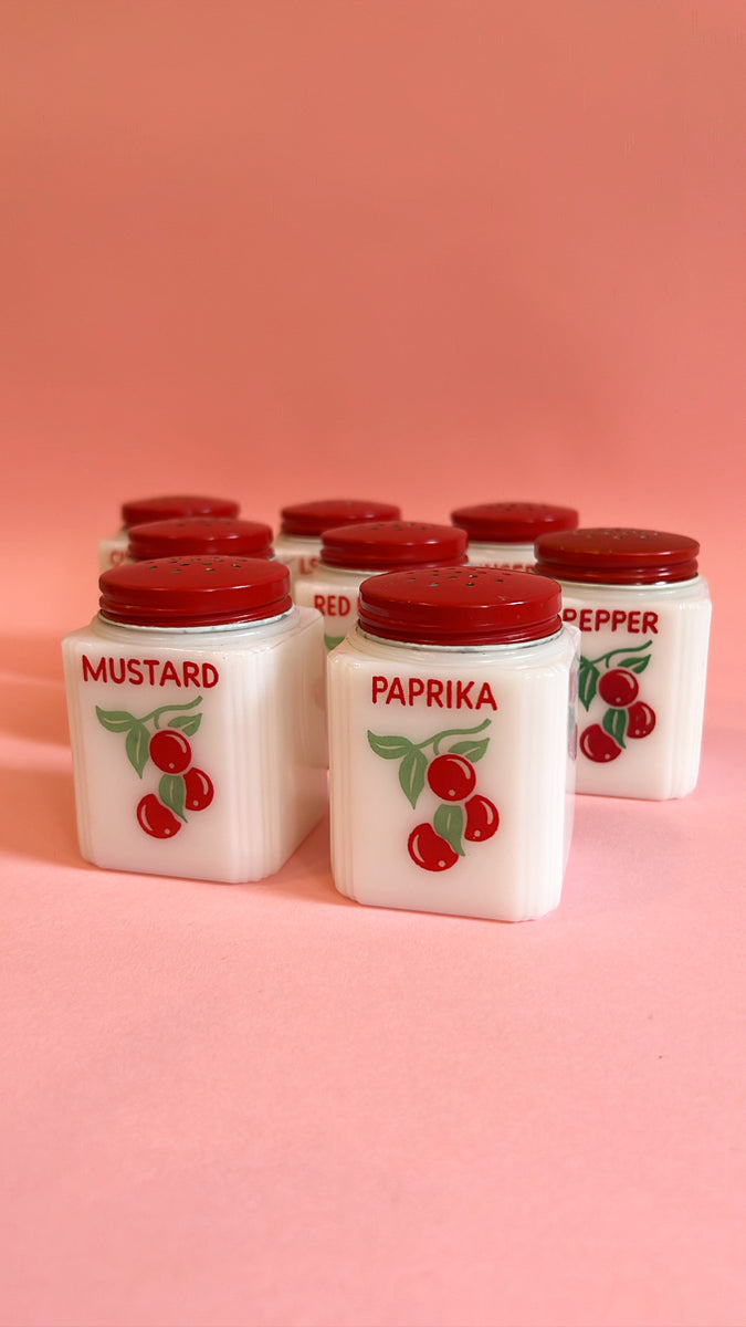 Milk Glass Dutch Spice Shakers Tipp City Hazel Atlas Paprika & Pepper –  just dandies