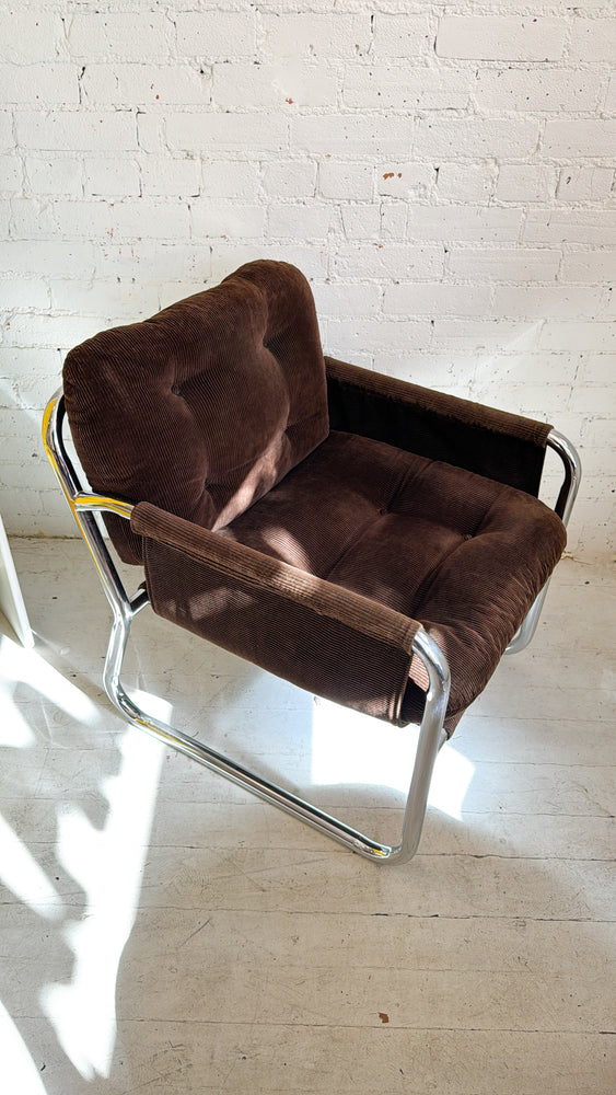 Mid-Century Retro 70s Chrome Lounge Chair