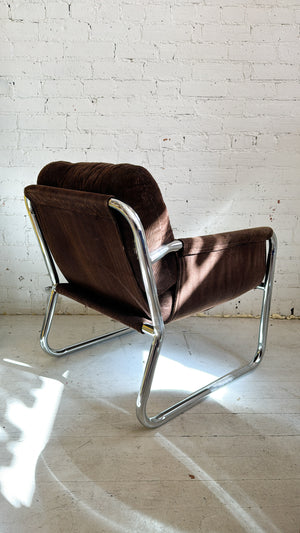 Mid-Century Retro 70s Chrome Lounge Chair