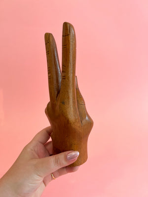 Vintage Wood “Peace” Hand