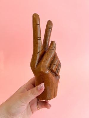 Vintage Wood “Peace” Hand