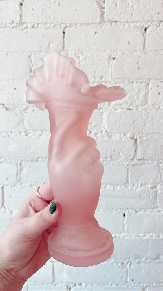 Vintage Frosted Hand Vase