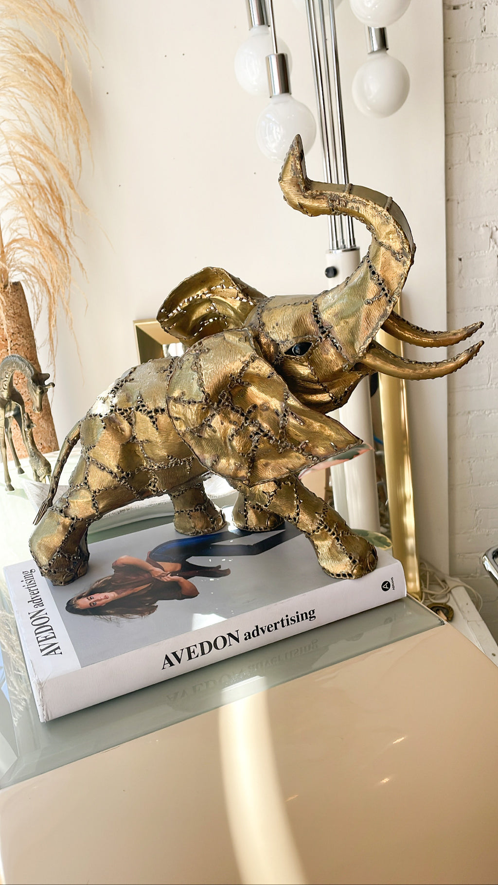 Antique Finished Brass Elephant Sculpture, 'Elephant Days