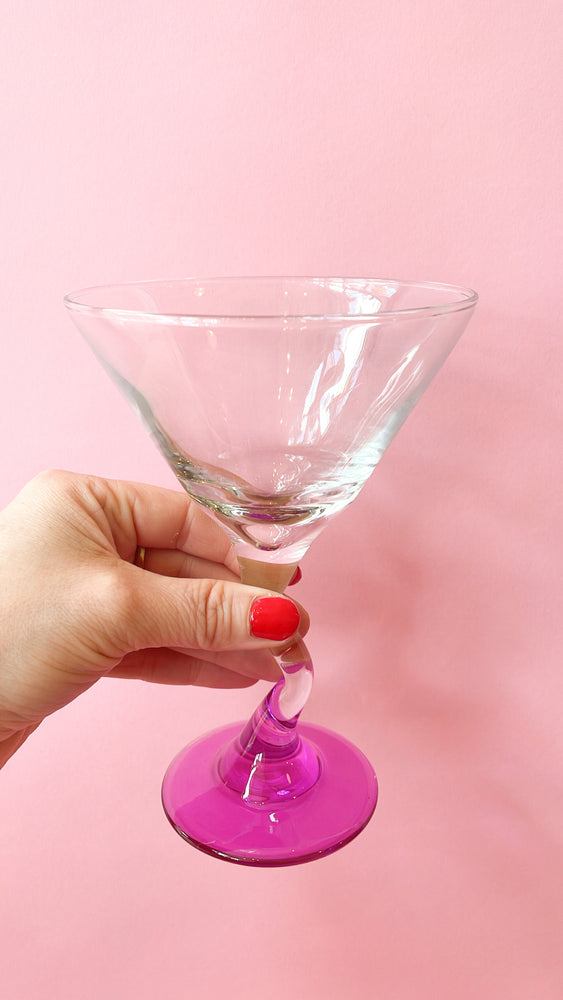Vintage Libbey Coloured Zig Zag Martini Glasses