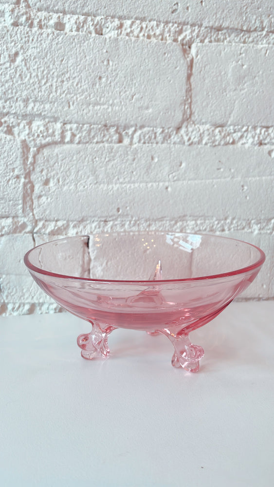Vintage Depression Glass Candy Dish with Feet